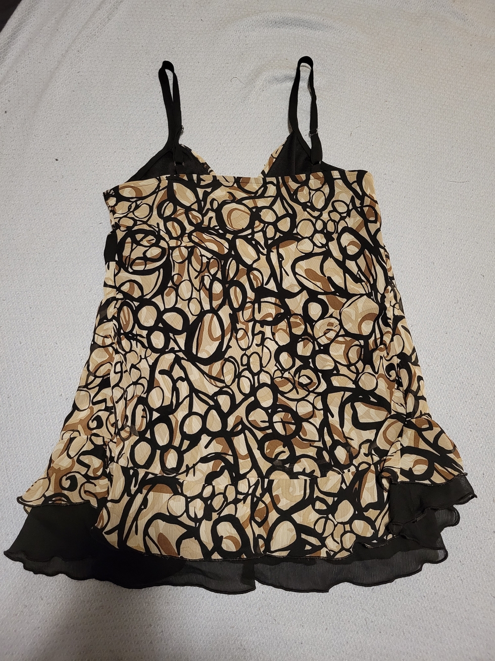 Byer California Beige/Brown/Black Abstract Print Flowy Top - Picture 5 of 9